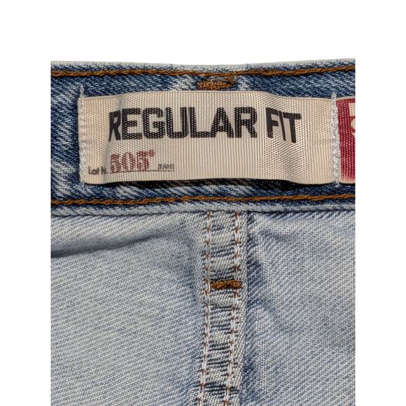 Levi’s 505 Regular Fit Jeans Light Wash Men’s 34x36 Straight Leg Distressed Fade - Picture 6 of 15